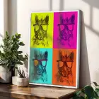 Vibrante Pop Art Kuş ve Hayvanlar Beyaz Çerçeveli 3lü Ahşap Tablo Seti