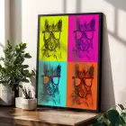 Vibrante Pop Art Kuş ve Hayvanlar Siyah Çerçeveli 3lü Ahşap Tablo Seti