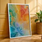 Dinamik Soyut Sanat Üçlüsü Beyaz Çerçeveli 3lü Ahşap Tablo Seti