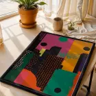 Dinamik Soyut Sanat Üçlüsü Siyah Çerçeveli 3lü Ahşap Tablo Seti