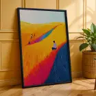 Canlı Renklerle Sanat Üçlemesi Siyah Çerçeveli 3lü Ahşap Tablo Seti