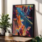 Şehir, Çiçek, Pati Sanat Üçlüsü Siyah Çerçeveli 3lü Ahşap Tablo Seti