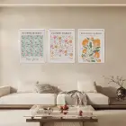 Şehir Botanik Çiçekleri Beyaz Çerçeveli 3lü Ahşap Tablo Seti