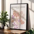 Pastel Botanik Çiçek Pazarı Siyah Çerçeveli 3lü Ahşap Tablo Seti