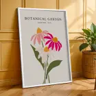Botanik Çiçek Pazarı Beyaz Çerçeveli 3lü Ahşap Tablo Seti