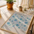 Pastel Botanik Çiçek Poster Seti Doğal Ahşap Çerçeveli 3lü Tablo Seti