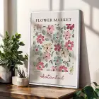 Pastel Botanik Çiçek Poster Seti Beyaz Çerçeveli 3lü Ahşap Tablo Seti