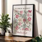 Pastel Botanik Çiçek Poster Seti Siyah Çerçeveli 3lü Ahşap Tablo Seti