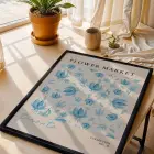 Pastel Botanik Çiçek Poster Seti Siyah Çerçeveli 3lü Ahşap Tablo Seti