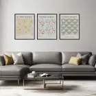 Narin Çiçek Pazarı Üçlü Set Siyah Çerçeveli 3lü Ahşap Tablo Seti