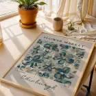 Modern Çiçek Bahçesi Üçlü Doğal Ahşap Çerçeveli 3lü Tablo Seti