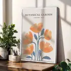 Pastel Botanik Çiçek Üçlüsü Beyaz Çerçeveli 3lü Ahşap Tablo Seti