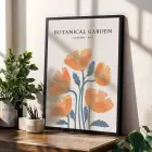Pastel Botanik Çiçek Üçlüsü Siyah Çerçeveli 3lü Ahşap Tablo Seti