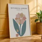 Pastel Çiçek Bahçesi Doğal Ahşap Çerçeveli 3lü Tablo Seti