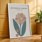 Pastel Çiçek Bahçesi Beyaz Çerçeveli 3lü Ahşap Tablo Seti