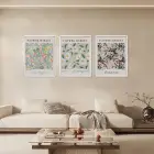 Pastel Çiçek Pazar Koleksiyonu Beyaz Çerçeveli 3lü Ahşap Tablo Seti