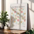 Pastel Çiçek Market Trio Beyaz Çerçeveli 3lü Ahşap Tablo Seti