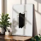 Soyut Siyah Beyaz Geometrik Beyaz Çerçeveli 3lü Ahşap Tablo Seti
