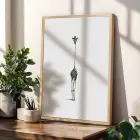Modern Çizgisel Figürler Doğal Ahşap Çerçeveli 3lü Tablo Seti