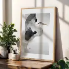 Kuş Motifi Soyut Kompozisyon Doğal Ahşap Çerçeveli 3lü Tablo Seti