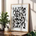 Monokrom Akışkan Soyut Sanat Doğal Ahşap Çerçeveli 3lü Tablo Seti