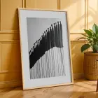 Monokrom Akışkan Soyut Sanat Doğal Ahşap Çerçeveli 3lü Tablo Seti