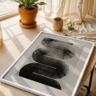 Monokrom Akışkan Soyut Sanat Beyaz Çerçeveli 3lü Ahşap Tablo Seti