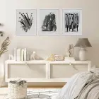 Monokrom Soyut Kalabalık Beyaz Çerçeveli 3lü Ahşap Tablo Seti