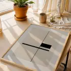 Minimalist Figürler ve Geometrik Uyum Doğal Ahşap Çerçeveli 3lü Tablo Seti