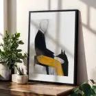 Minimalist Figürler ve Geometrik Uyum Siyah Çerçeveli 3lü Ahşap Tablo Seti