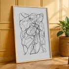 Soyut Monokrom Çizgisel Sanat Doğal Ahşap Çerçeveli 3lü Tablo Seti
