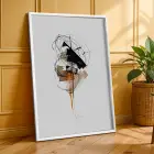 Modern Soyut Sanat Koleksiyonu Beyaz Çerçeveli 3lü Ahşap Tablo Seti