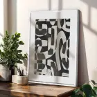 Soyut Monokrom Desenler Figürler Beyaz Çerçeveli 3lü Ahşap Tablo Seti