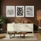 Soyut Nötr Tonlar Sanat Seti Beyaz Çerçeveli 3lü Ahşap Tablo Seti