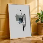 Akışkan Soyut Fırça Sanatı Doğal Ahşap Çerçeveli 3lü Tablo Seti