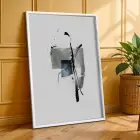 Akışkan Soyut Fırça Sanatı Beyaz Çerçeveli 3lü Ahşap Tablo Seti