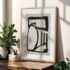 Siyah Beyaz Minimalist Çizgiler Doğal Ahşap Çerçeveli 3lü Tablo Seti
