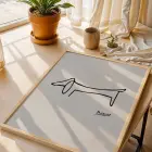 Siyah Beyaz Minimalist Çizgiler Doğal Ahşap Çerçeveli 3lü Tablo Seti