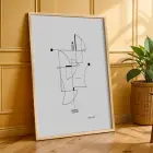 Siyah Beyaz Minimalist Çizgiler Doğal Ahşap Çerçeveli 3lü Tablo Seti