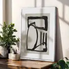 Siyah Beyaz Minimalist Çizgiler Beyaz Çerçeveli 3lü Ahşap Tablo Seti