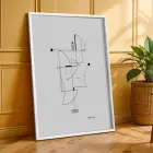 Siyah Beyaz Minimalist Çizgiler Beyaz Çerçeveli 3lü Ahşap Tablo Seti