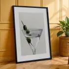 Soyut Desen Martini Üçlüsü Siyah Çerçeveli 3lü Ahşap Tablo Seti