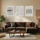Minimalist Dalgalar ve Soyut Harmoni Doğal Ahşap Çerçeveli 3lü Tablo Seti