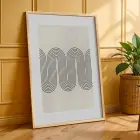 Minimalist Dalgalar ve Soyut Harmoni Doğal Ahşap Çerçeveli 3lü Tablo Seti