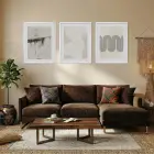 Minimalist Dalgalar ve Soyut Harmoni Beyaz Çerçeveli 3lü Ahşap Tablo Seti