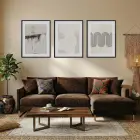 Minimalist Dalgalar ve Soyut Harmoni Siyah Çerçeveli 3lü Ahşap Tablo Seti