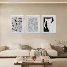 Minimalist Soyut Çizgi Formları Beyaz Çerçeveli 3lü Ahşap Tablo Seti