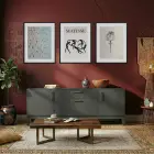Matisse Esintili Sahil ve Botanik Siyah Çerçeveli 3lü Ahşap Tablo Seti