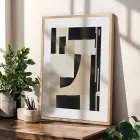 Grafik Soyut Çizgi Sanat Doğal Ahşap Çerçeveli 3lü Tablo Seti