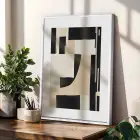 Grafik Soyut Çizgi Sanat Beyaz Çerçeveli 3lü Ahşap Tablo Seti